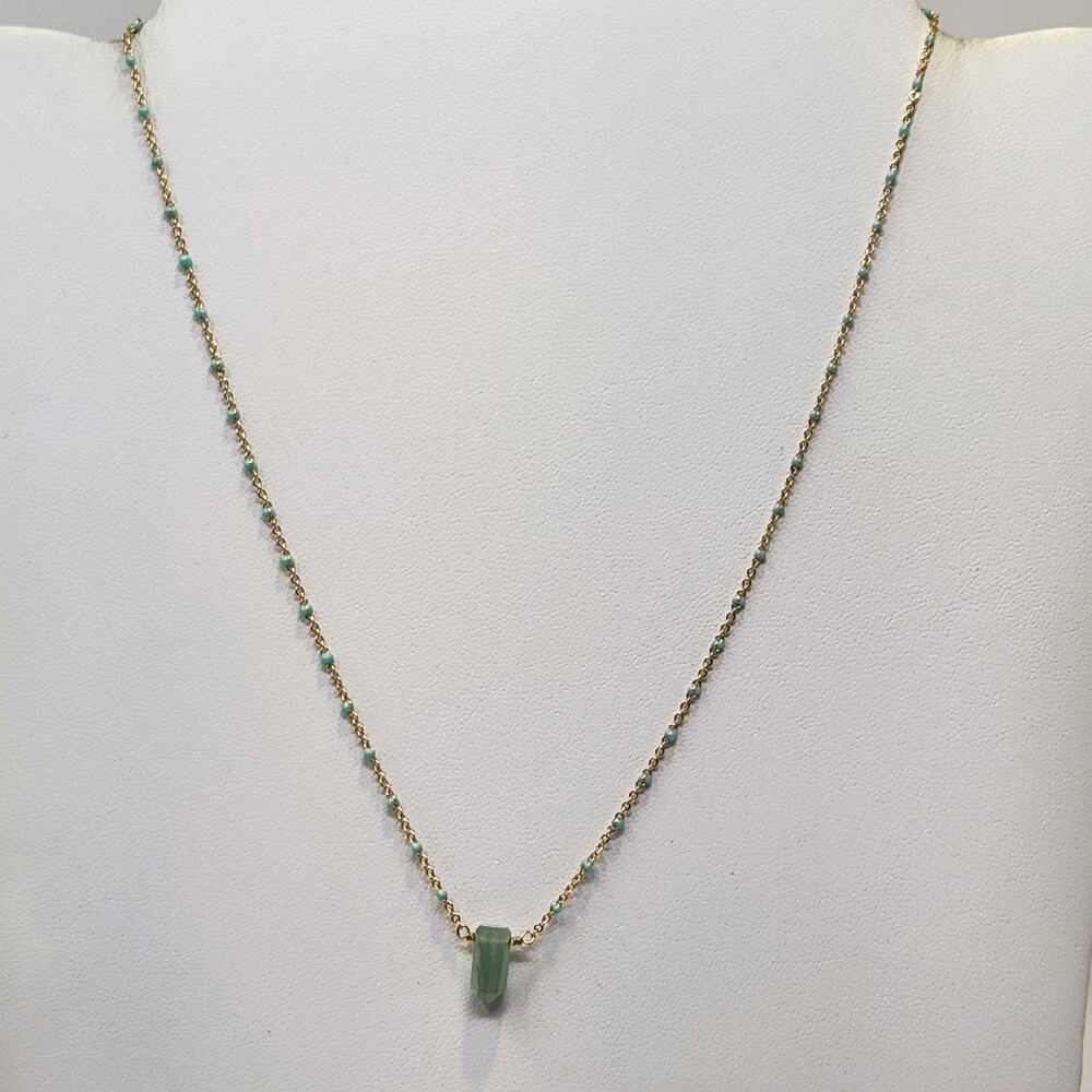 Luna Norte Aventurine Crystal Gold Plate Chain Necklace Dainty Minimalist Layer